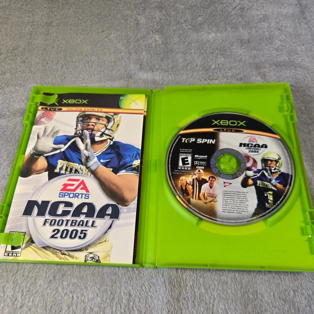 NCAA Football 2005 / Top Spin Xbox Combo Disc Original Microsoft 2004 2-n-1 Game